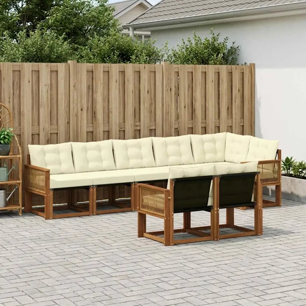 Set di divani da esterno con cuscino 8 pcs Naturale e Crema