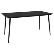 Tavolo da Giardino Nero 150x80x74 cm in Acciaio e Vetro  cod mxl 34246