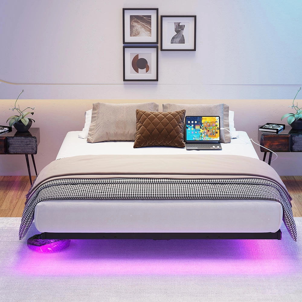 Letto sospeso 120x200cm - Xylo - LED USB metallo facile montaggio