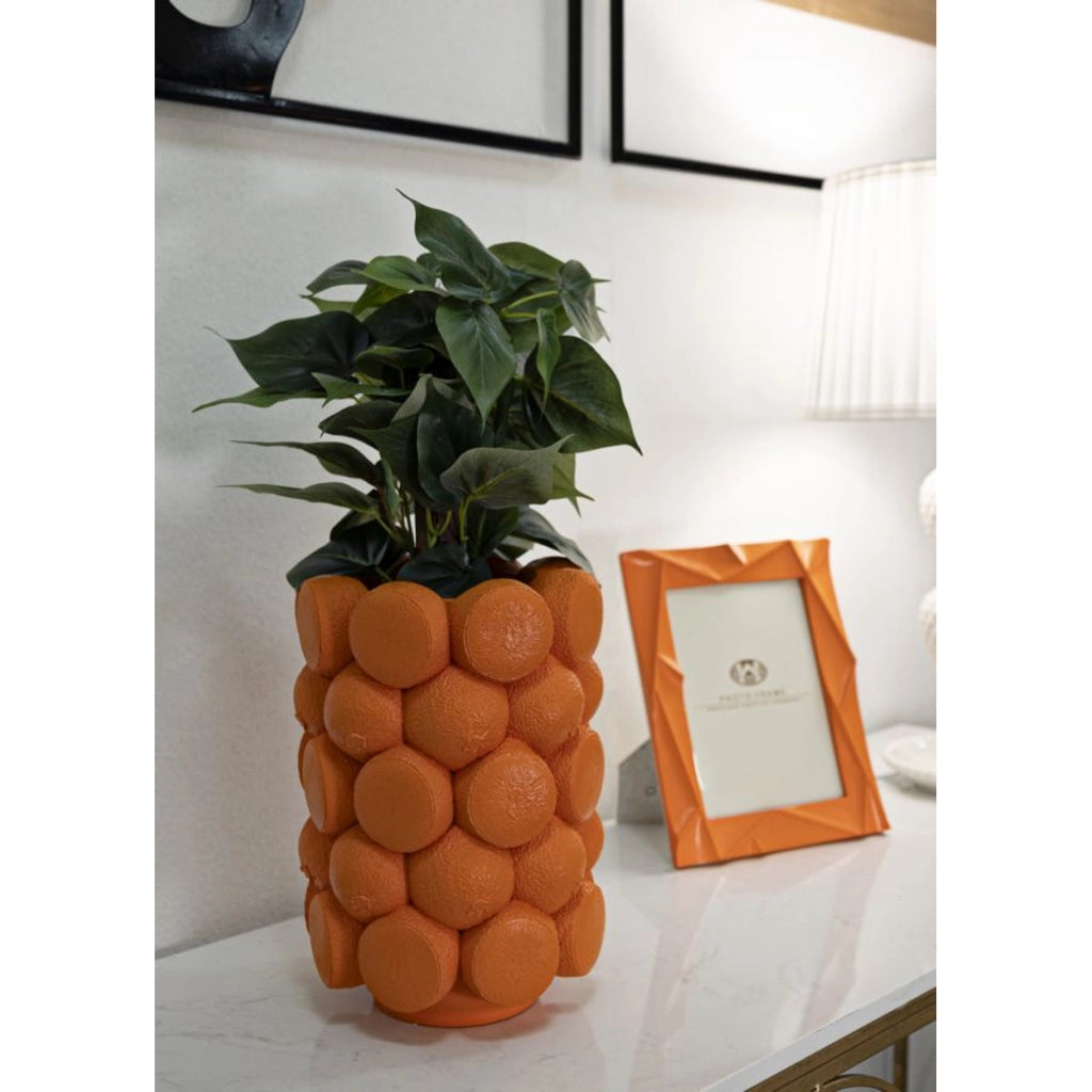 Vaso Decorativo Arance, Arancione, Poliresina, 19x19x28 cm