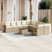 Set Divani da Giardino 11 pz con Cuscini Beige in Polyrattan 3227199