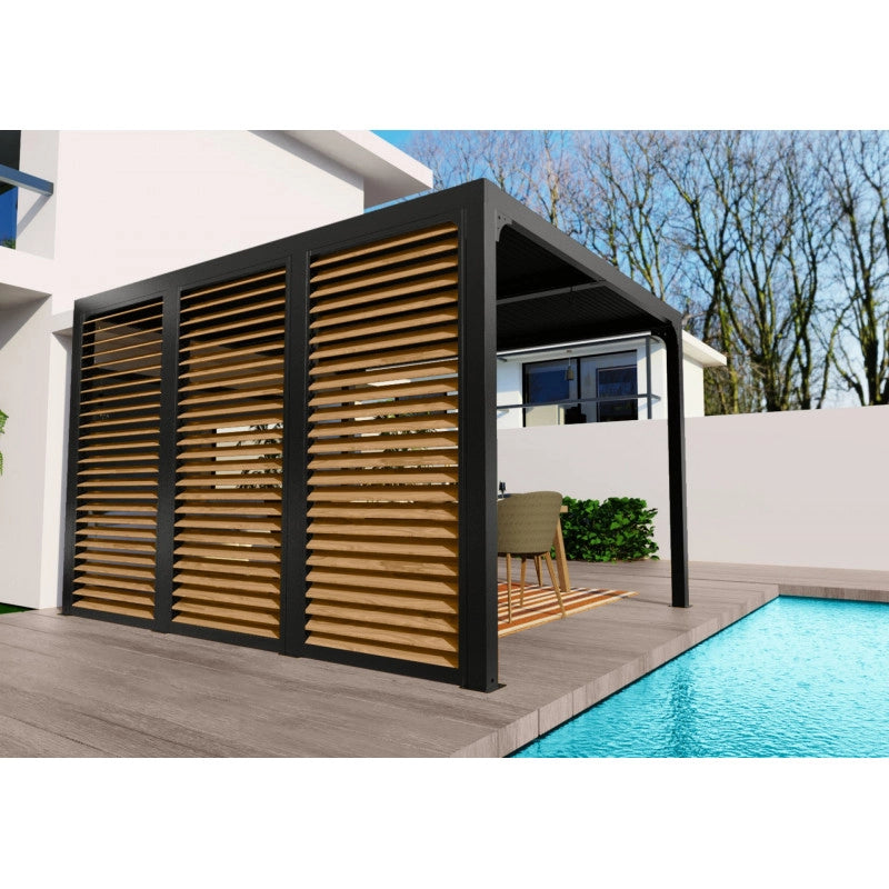 Pannello veneziana effetto legno per pergola bioclimatica lato 360 cm – 3 moduli orientabili con manovella – PERBIV36B Foresta