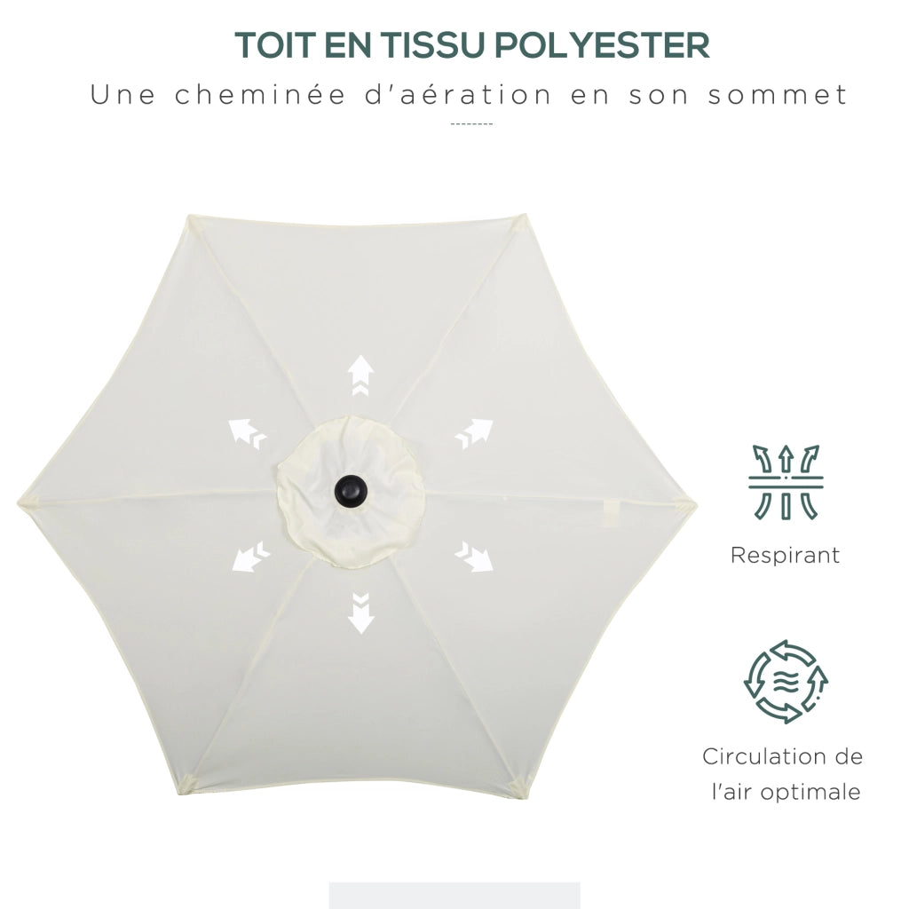 Parasole da giardino rotondo ¨C zephmum ¨C ? 2 m, alluminio, beige
