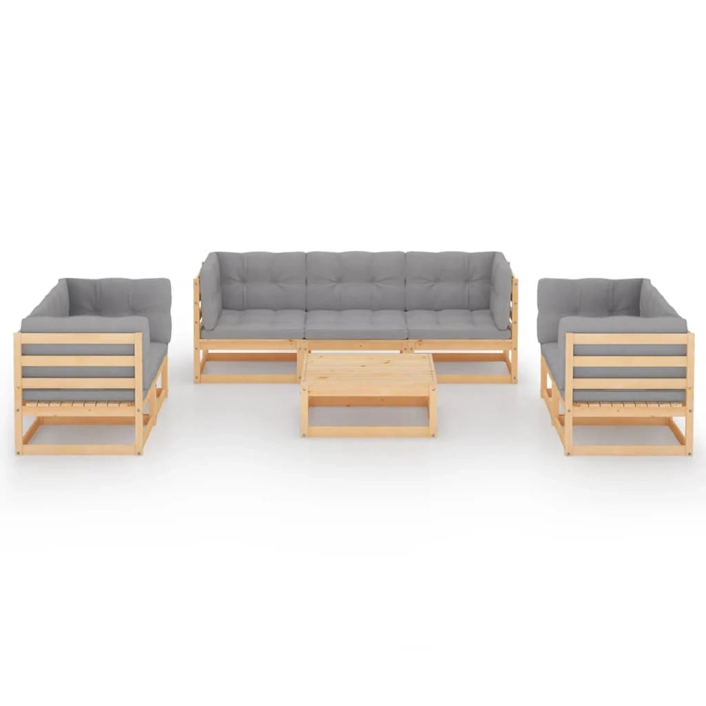 Set di mobili da giardino mobili da esterno 8 pezzi con cuscini legno massello di pino 02_0017506
