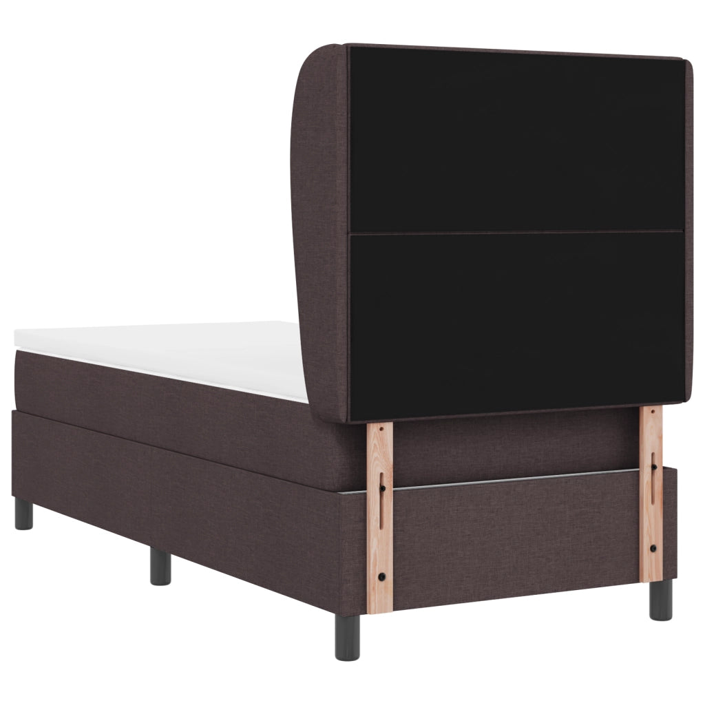 Letto Box Spring con Materasso Marrone Scuro 80x200 cm Tessuto