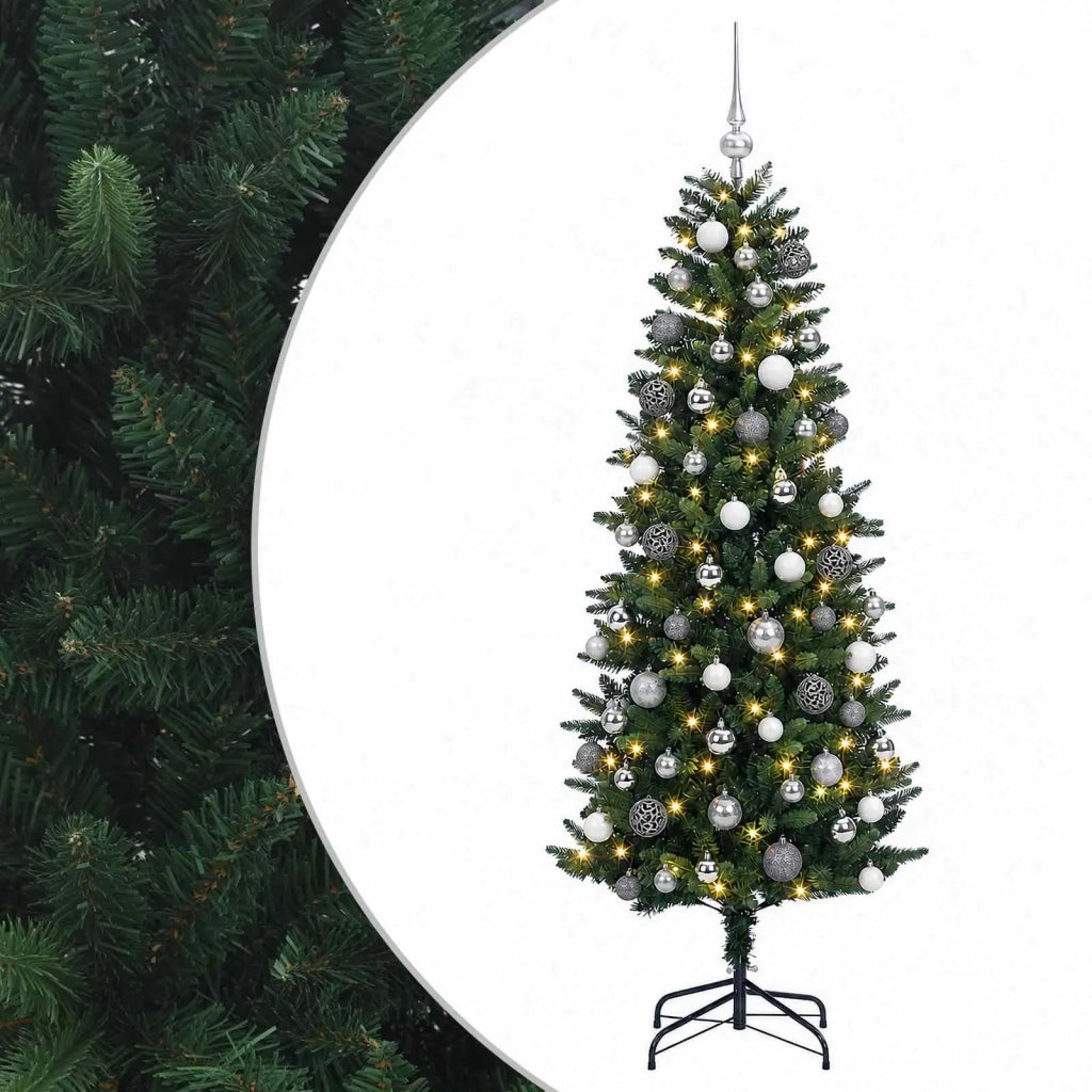 Albero di Natale artificiale con rami snodati e palline 240 cm 3467298