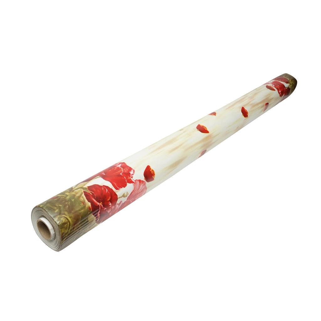 Rotolo tovaglia decorativa in PVC – modello floreale papaveri Materiale: PVC con supporto tessile (45 g/m²)  Dimensioni rotolo: 1,37 × 20 m Breckner Germany