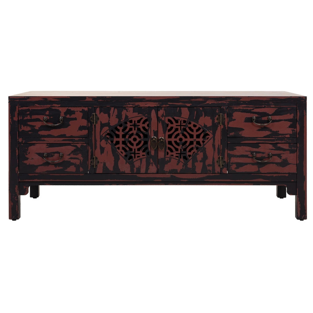 Mobile base in legno rosso 120x40x50h