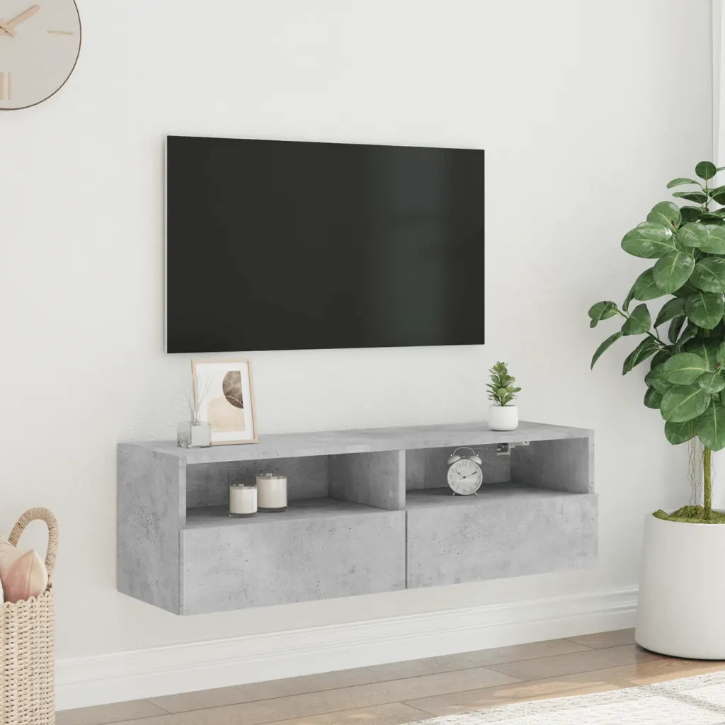 Mobile TV a Parete Grigio Cemento 100x30x30cm Legno Multistrato 836888