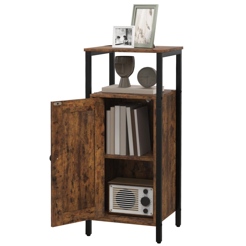 Comodino Industriale in Legno e Acciaio con 2 Ripiani ¨C zephmum ¨C Marrone 34x30x80