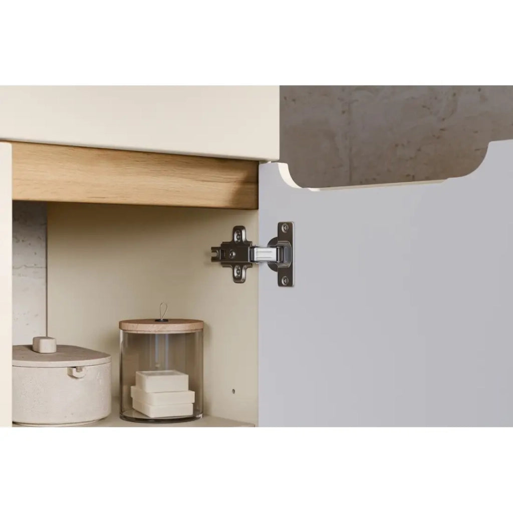 Set da bagno ERMANO cachemire e finitura quercia 60cm: mobile sottolavabo + piano per lavabo