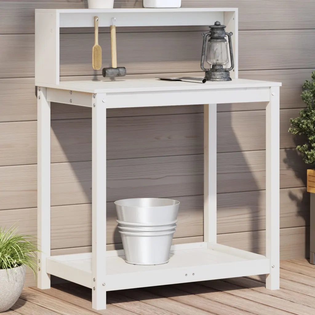 Tavolo Invaso con Ripiani Bianco 82,5x50x109,5 cm Massello Pino CFW4331225