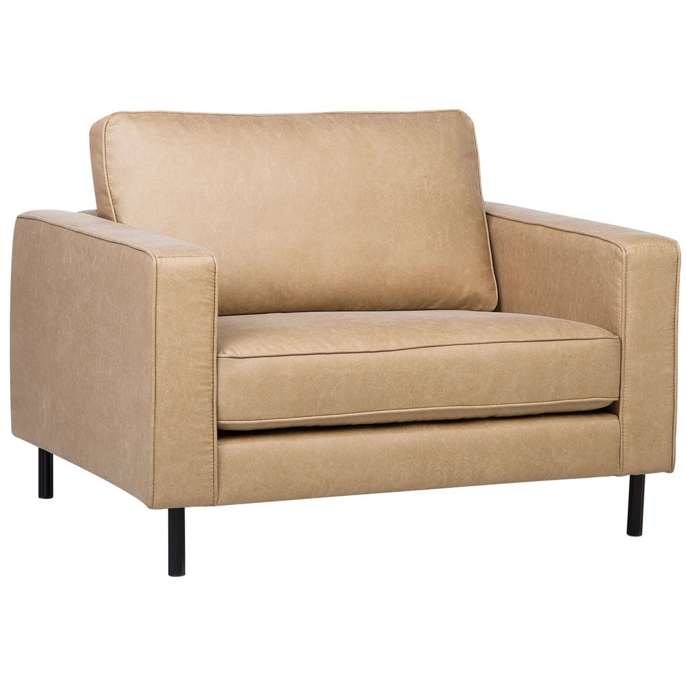 Poltrona in tessuto beige minimalista soggiorno sedia gambe nere braccio a binario