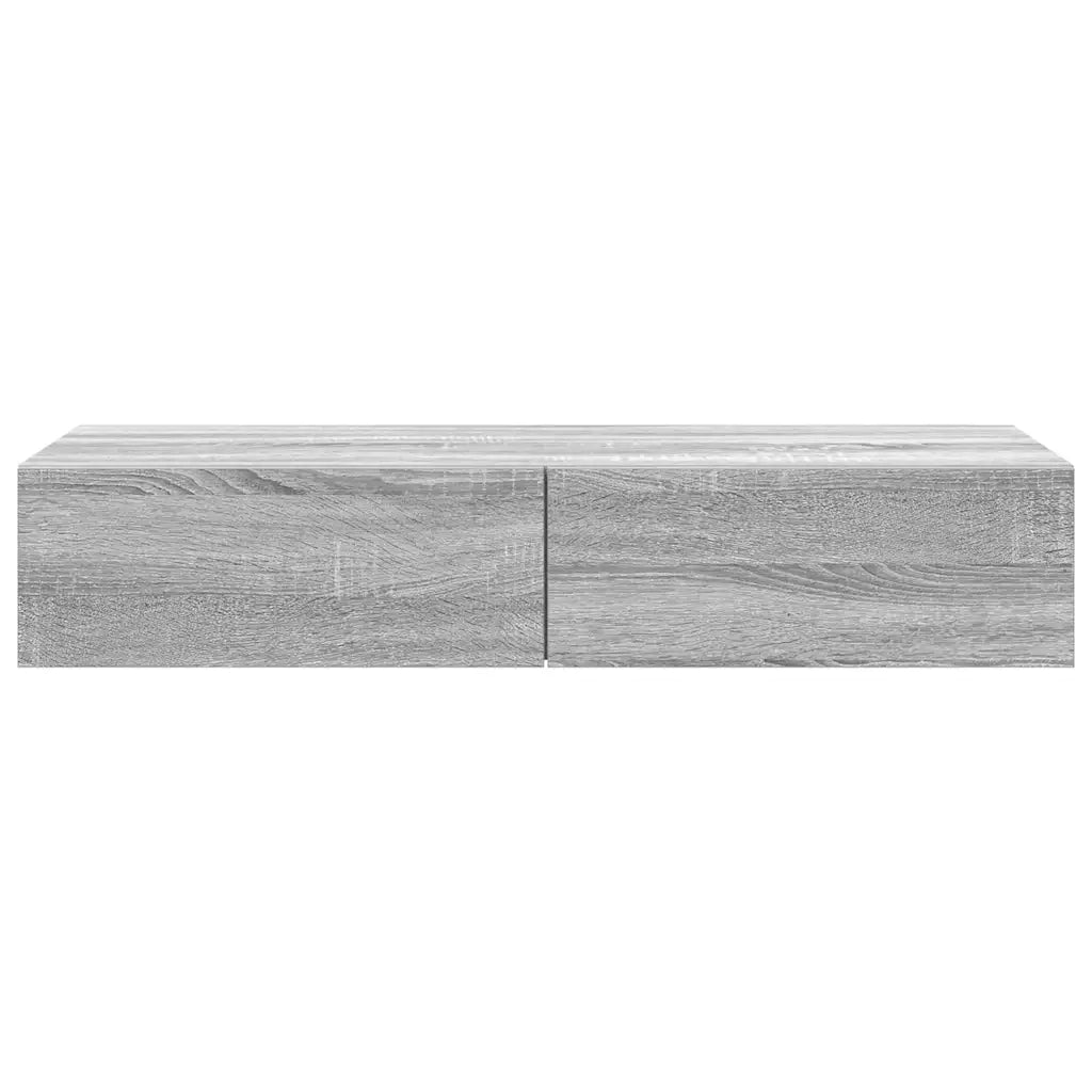 Scaffale a Parete con Cassetti Grigio 100x36x19cm in Truciolato 859991