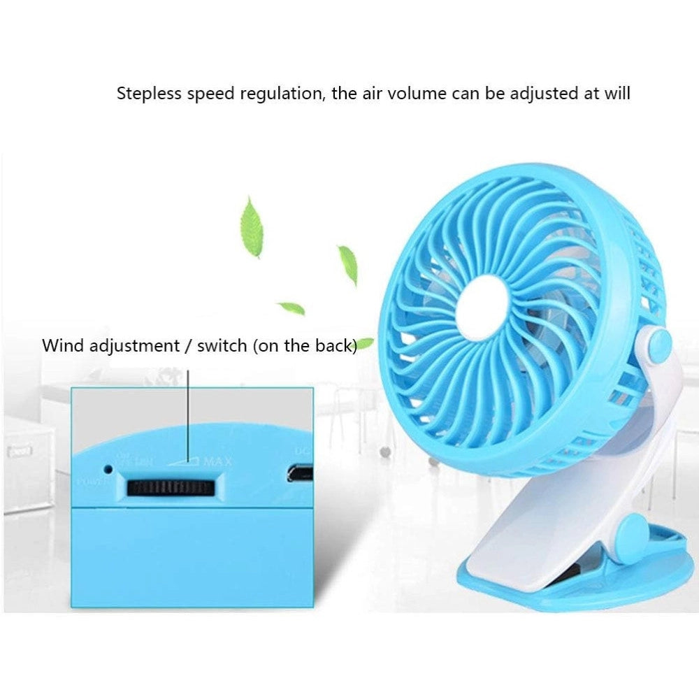 Trade Shop - Ventilatore Orientabile A 4 Pale Stand Con Pinza A Clip Rotazione A 360 Gradi -