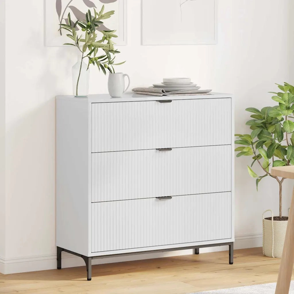 Credenza | Madia | Buffet da pranzo | Armadio da pranzo Bianco Lucido 79,5 x 33 x 82 cm Legno multistrato