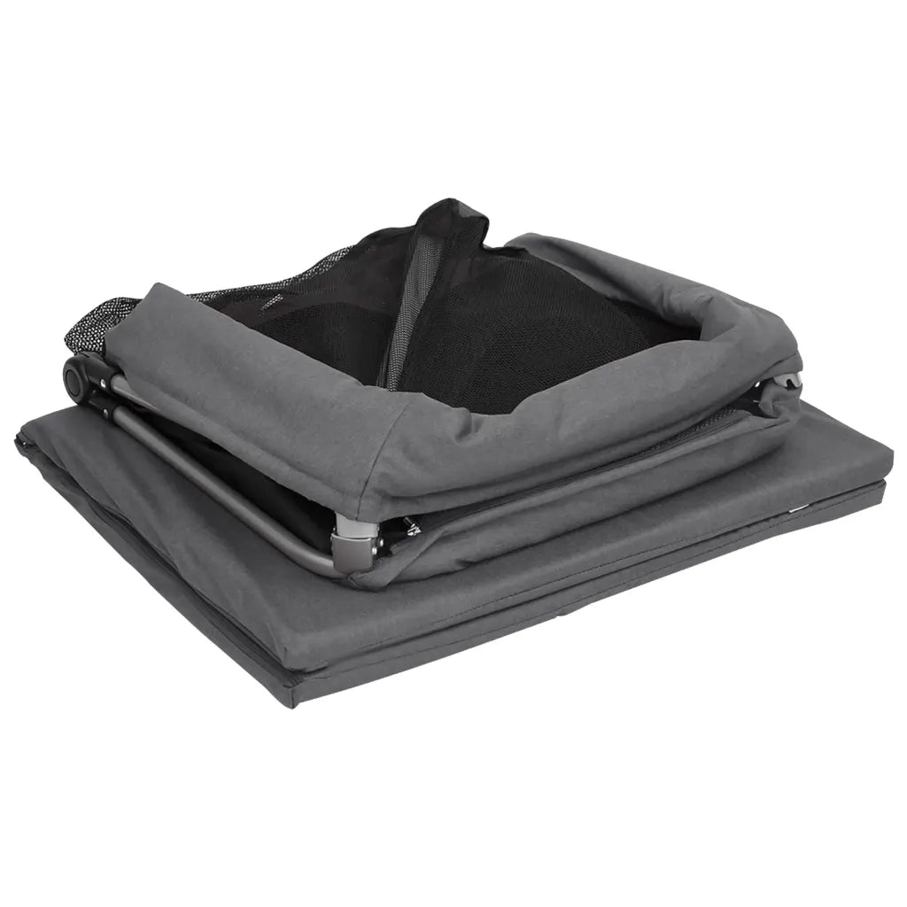 Box per Bambini con Materasso Grigio Scuro Tessuto di Lino 10302