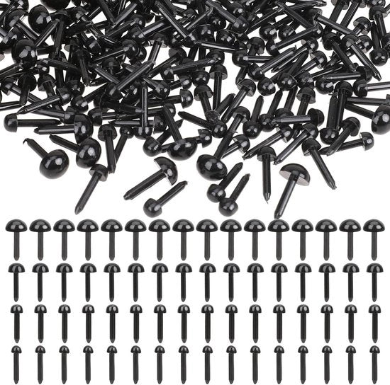 500 occhi di sicurezza piccoli per cucire - 3 mm 4 mm 5 mm 6 mm - occhi neri per orsetti, peluchi, orsetti e peluche