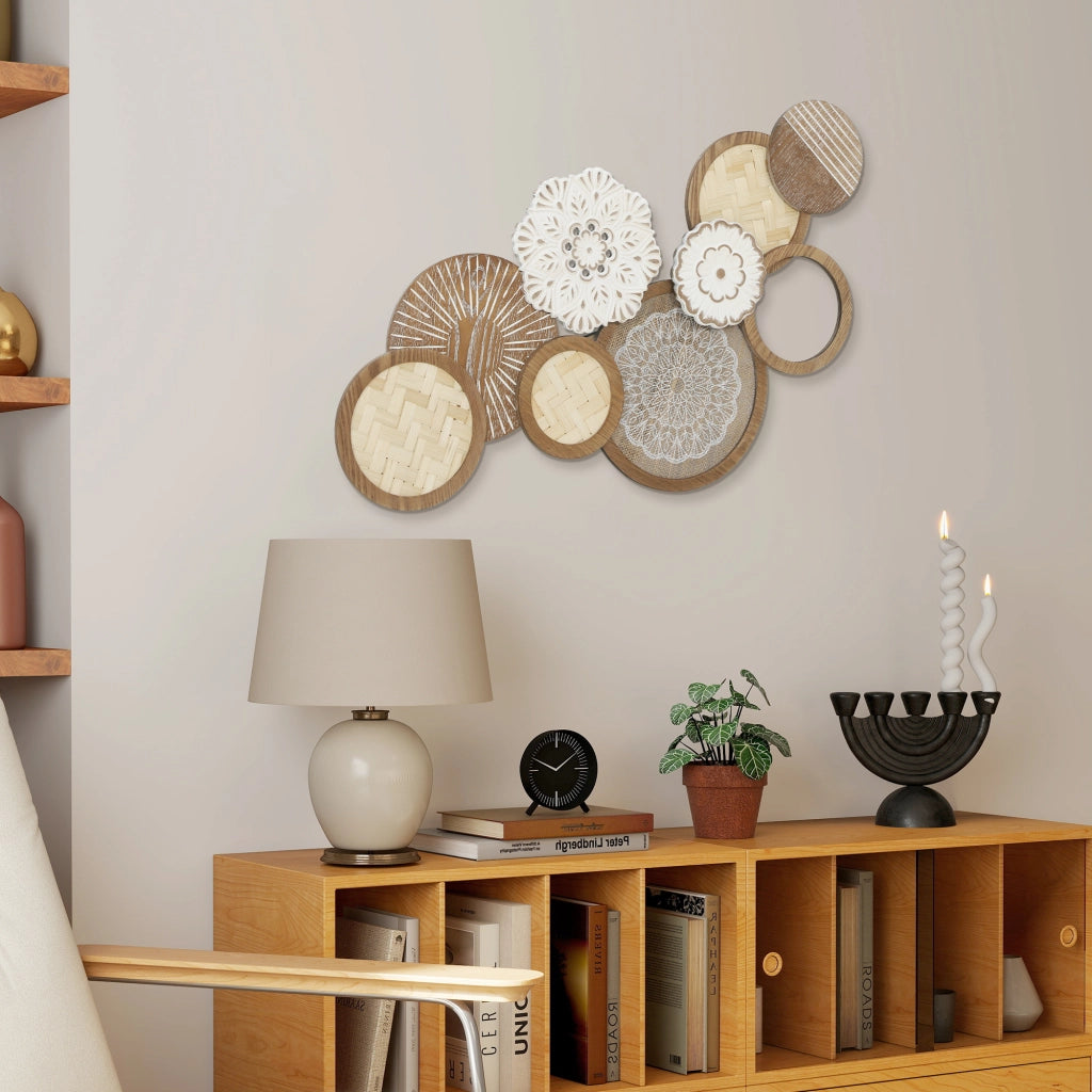Decorazione murale in legno con dischi ¨C zephmum ¨C 83.8x44.5 cm legno naturale