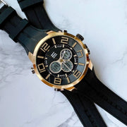 Trade Shop - Orologio Polso Zcc Uomo Dual Time Analogico Digitale Sveglia Sport Dorato Nero -