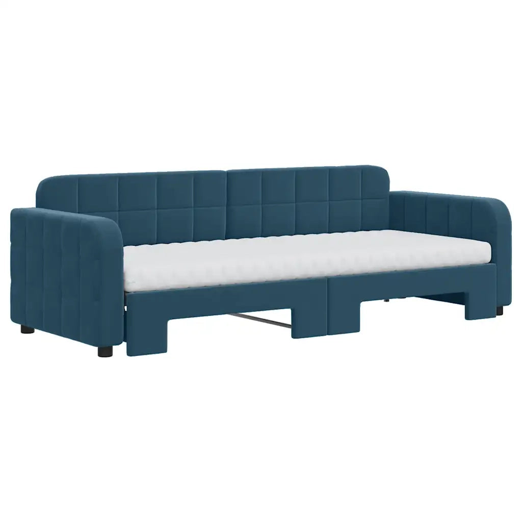 Divano Letto Estraibile con Materassi Blu 80x200 cm Velluto 3196945