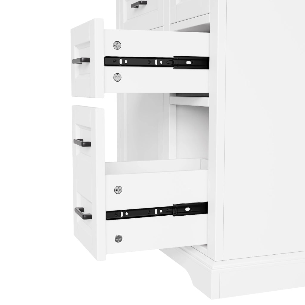 Mobile sottolavabo con 1 anta, 4 cassetti e lavabo in ceramica, per bagno, in MDF e ceramica, bianco, 76 × 47 × 82 cm