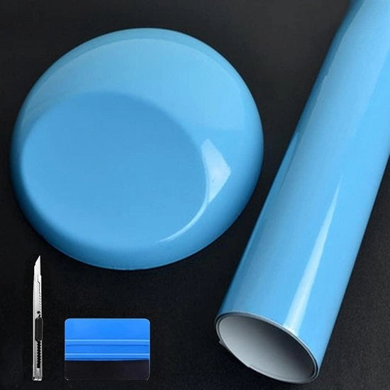 Vinile adesivo blu chiaro, autoadesivo a basso profilo - alta finitura, outdoor & auto (45 cm x 150 cm)