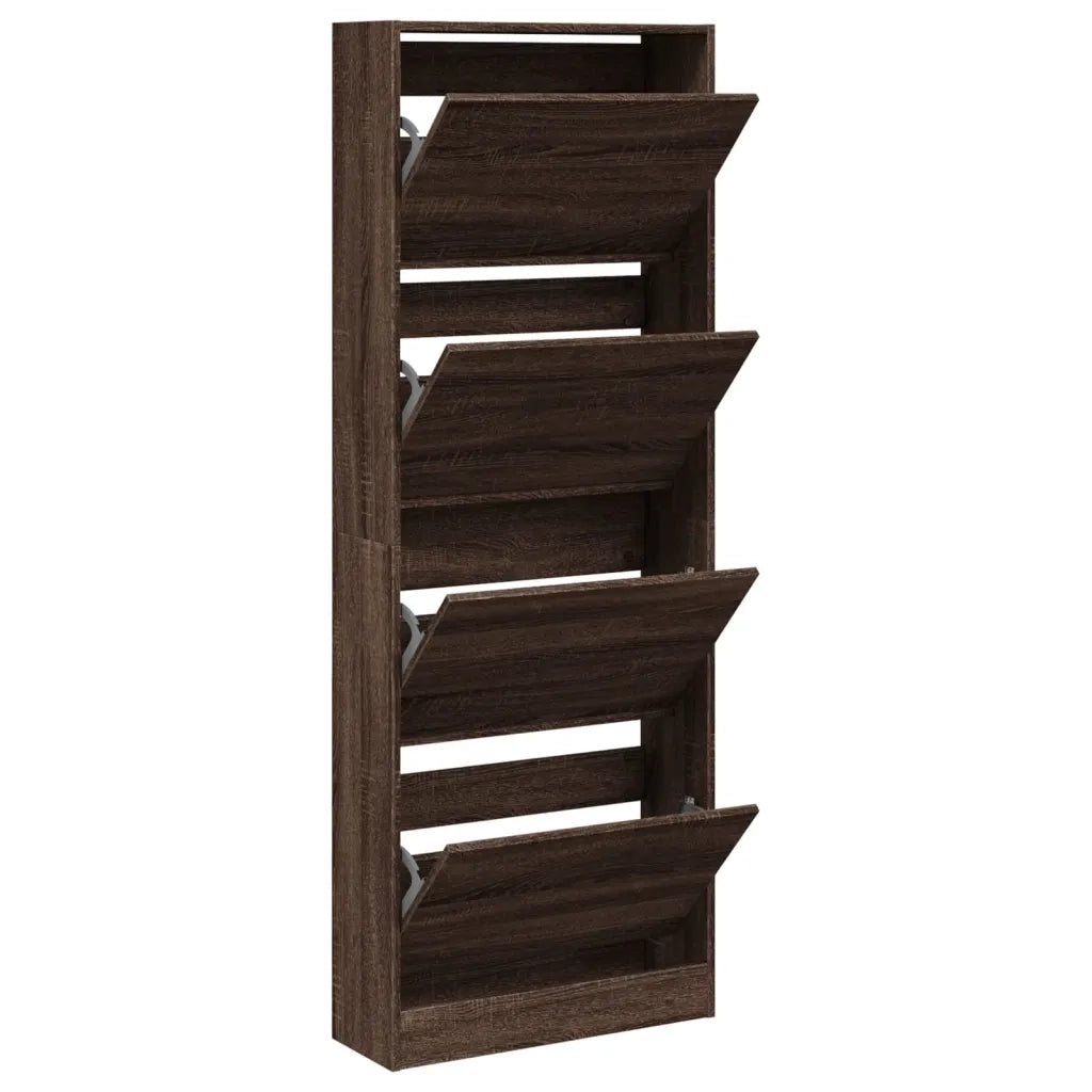 Scarpiera-Scaffale per scarpe Rovere Marrone 60x21x163,5 cm in Legno Multistrato