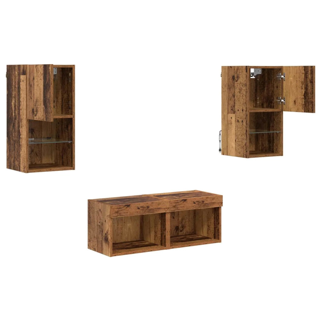 Mobiletti TV da Parete 4 pz-Set di 4 Credenza per TV sospesa Legno vecchio 30,5 x 30 x 60 cm