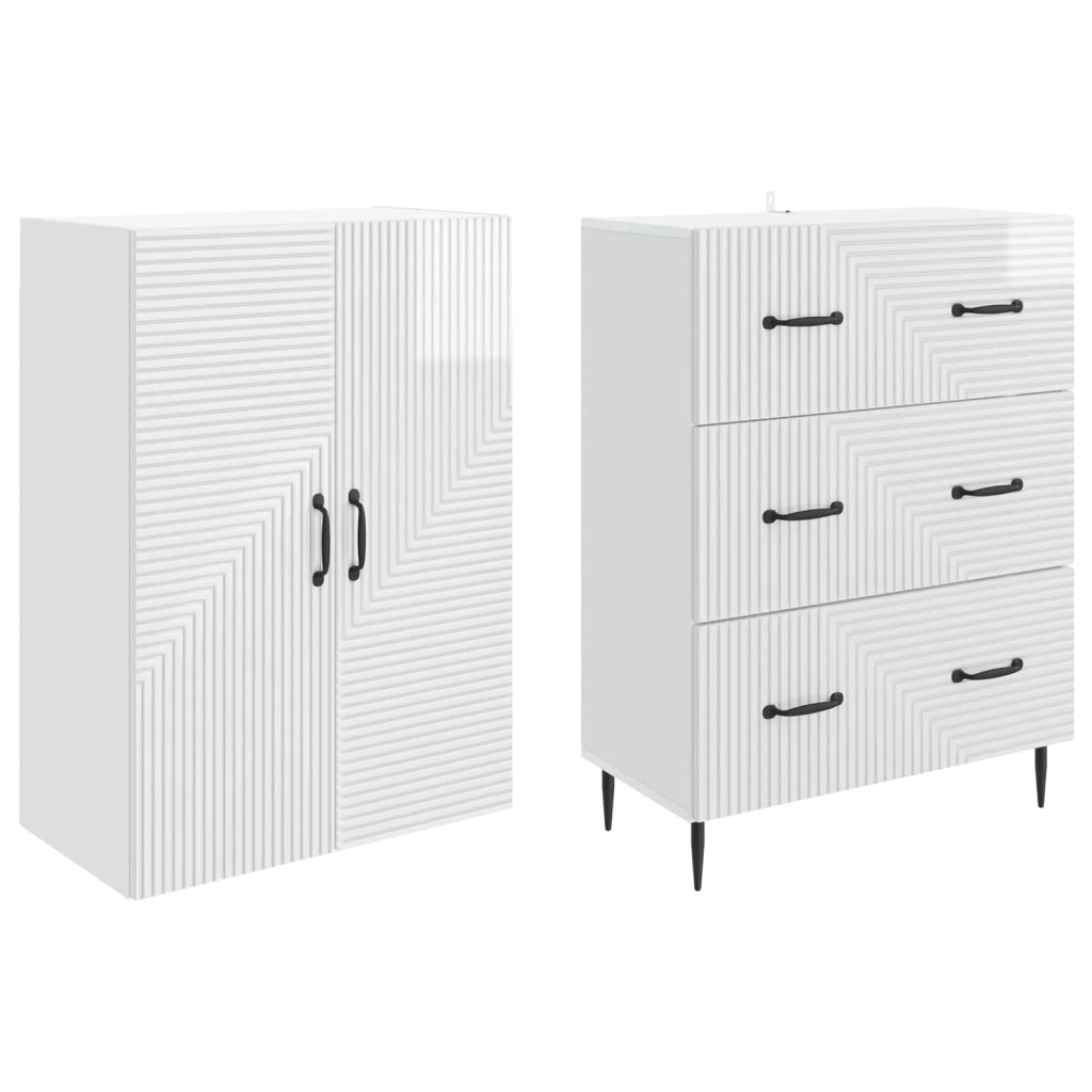 Set di armadi 2 pcs Bianco Lucido 66 x 34,5 x 90 cm