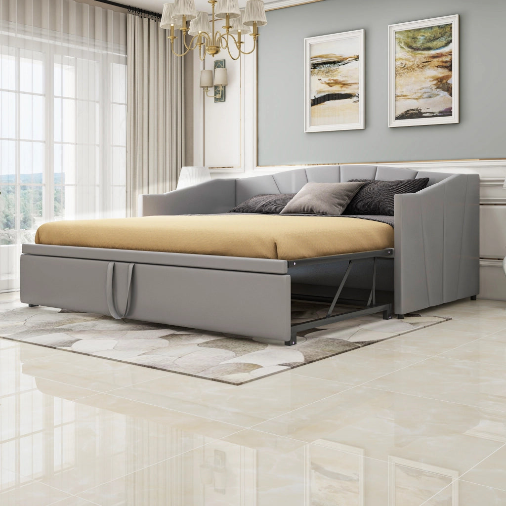 Letto sofa estraibile in velluto grigio 180x200 cm