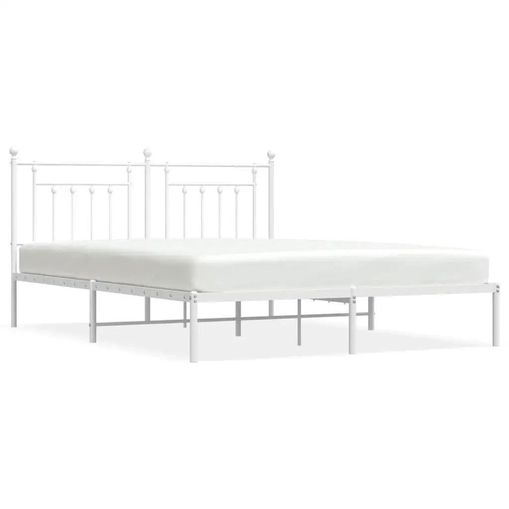 Giroletto con Testiera-Struttura Letto con testiera Metallo Bianco 183x213 cm 930766