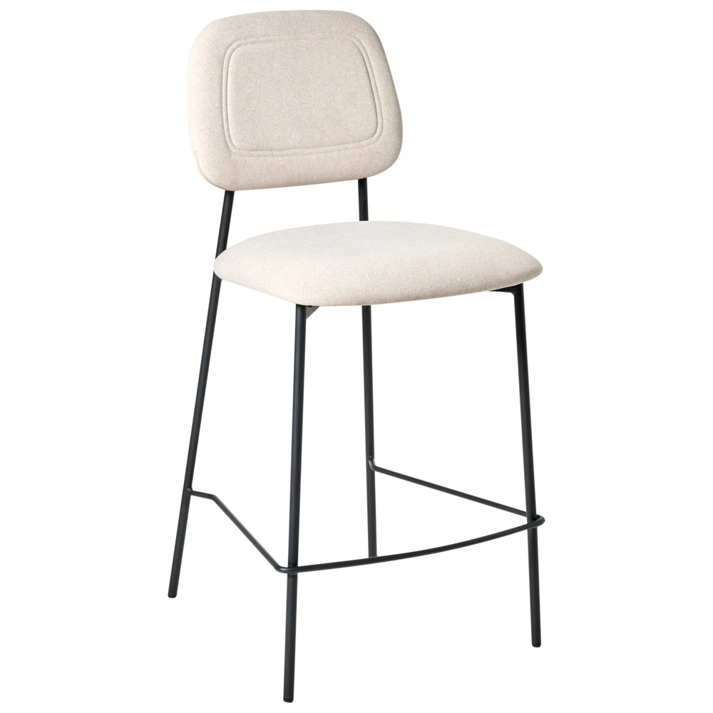 Set di 2 sedie da bar Tappezzeria in velluto beige chiaro Struttura in ferro nero Seduta ad altezza banco Mobili da sala da pranzo Design moderno