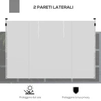 Set 2 Pareti per Gazebo 3x3 m e 3x6m con Finestre e Tende Avvolgibili, 295x195cm, Bianco
