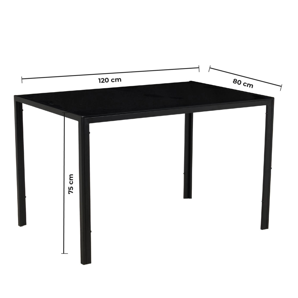 Set Sedie e Tavolo da Pranzo con Ripiano in Vetro Temperato e Sedia Imbottite in Similpelle Nera – Design Moderno, 4 o 6 Posti – Ideale per Cucina o Soggiorno   Nero - 4 Posti
