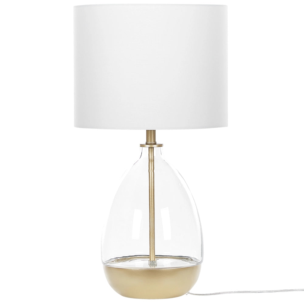 Lampada da tavolo bianca con base in vetro trasparente Paralume impero bianco da comodino con decorativo