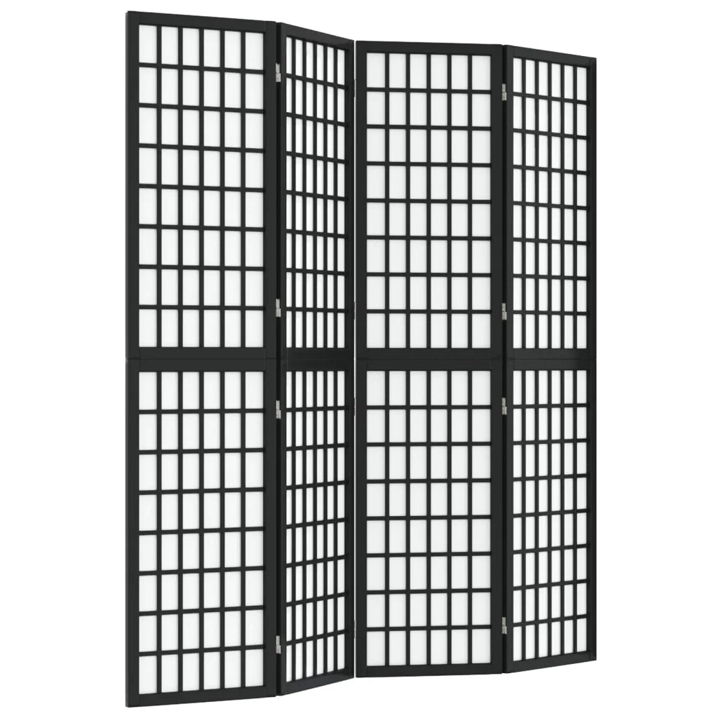 Divisorio Pieghevole 4 Pannelli Stile Giapponese 160x170cm Nero cod mxl 65605