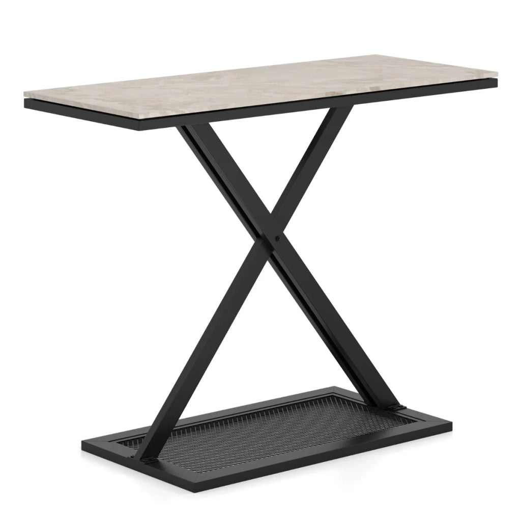Consolle moderna 105 x 65 x 43 cm con funzionale spazio di archiviazione ed elegante decorazione in metallo bianco e nero 20_0013824