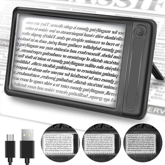 Verglassio Manuale con Luce LED per lettura a distanza - Amplificatore di immagine 5x con piedistallo - Filtro di protezione anti sfocatura