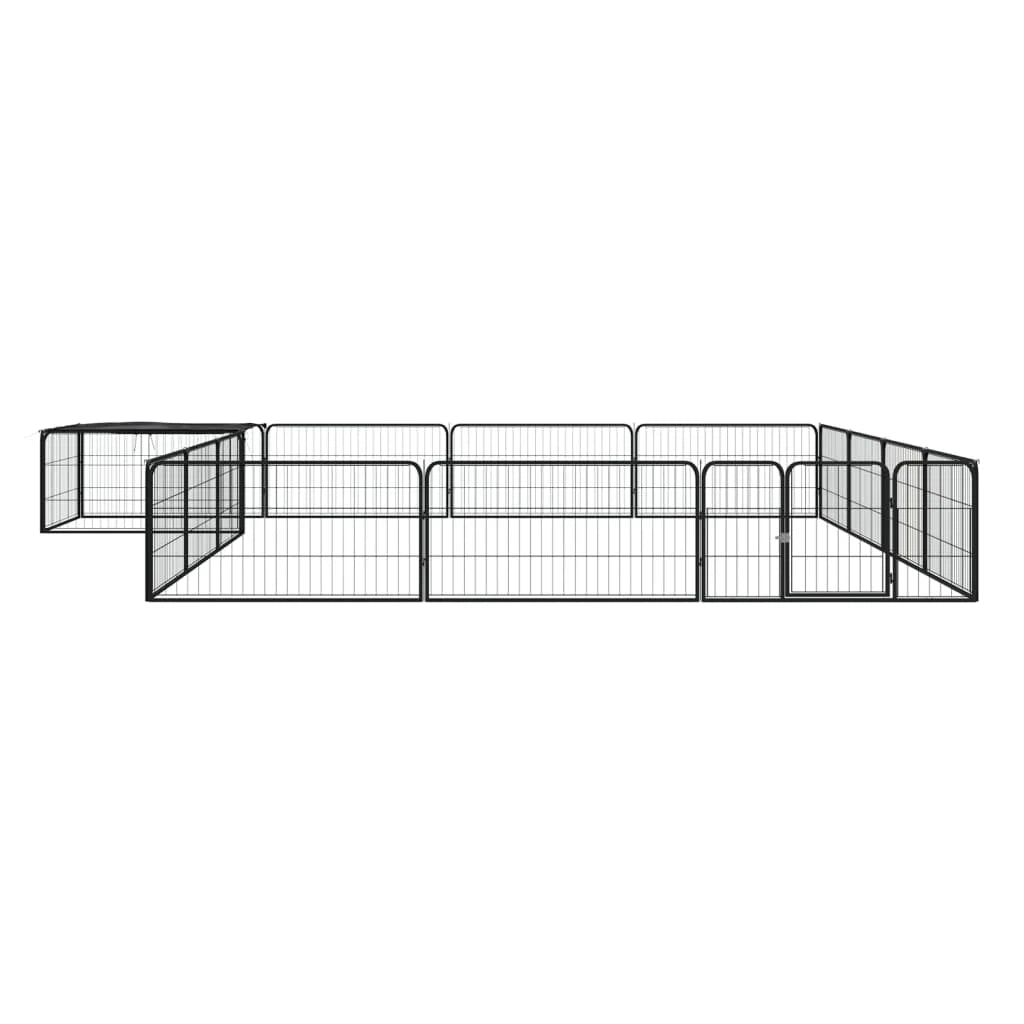 Recinto per cani 16 pannelli 100 x 50 cm acciaio verniciato a polvere nero 02_0043610