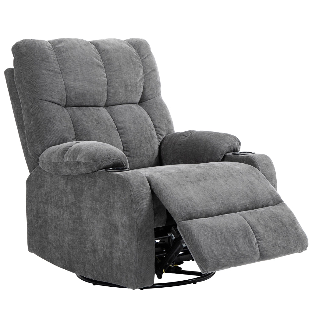 Poltrona Relax Reclinabile Girevole con Poggiapiedi ¨C Zephmum ¨C Grigio Scuro 88x96x108 cm