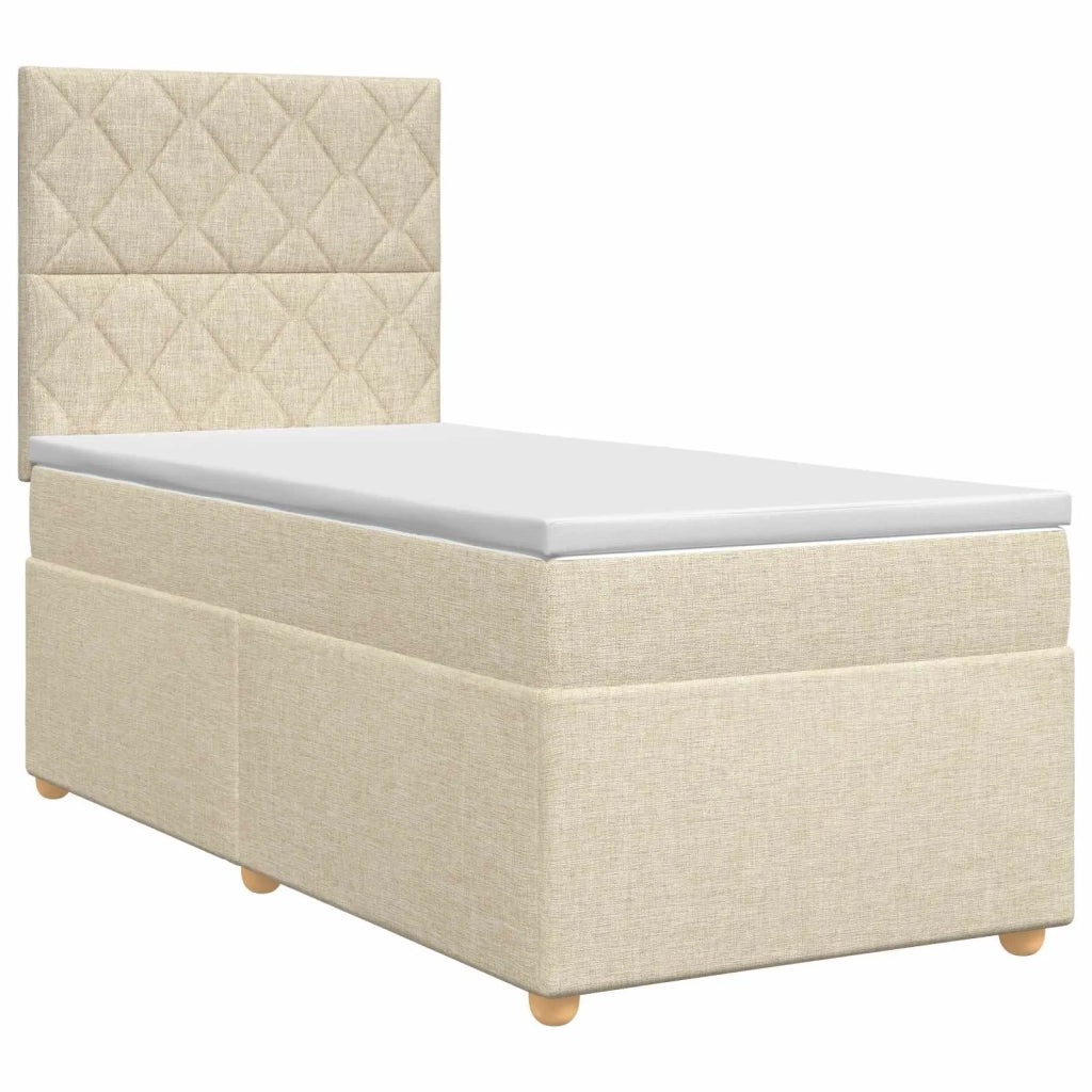 Letto box spring con materasso Crema 100 x 200 cm Tessuto 3453828