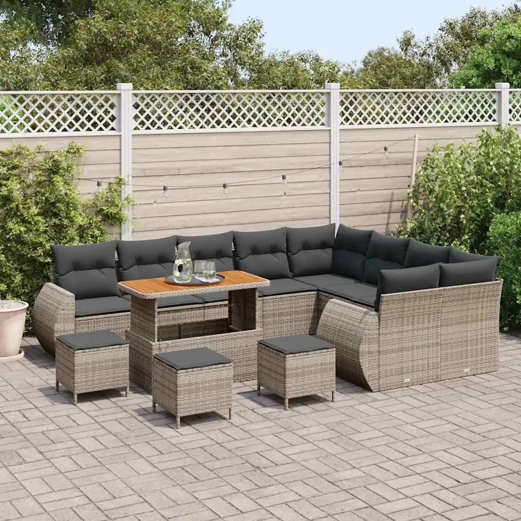Set Divano da Giardino 13 pcs Grigio polyrattan