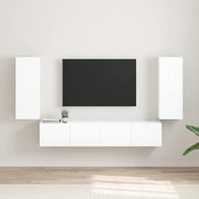 Mobile TV da parete 2 pz-Set di 2 Mobile TV a Muro-Credenza TV Bianco Lucido 30 x 31 x 80 cm