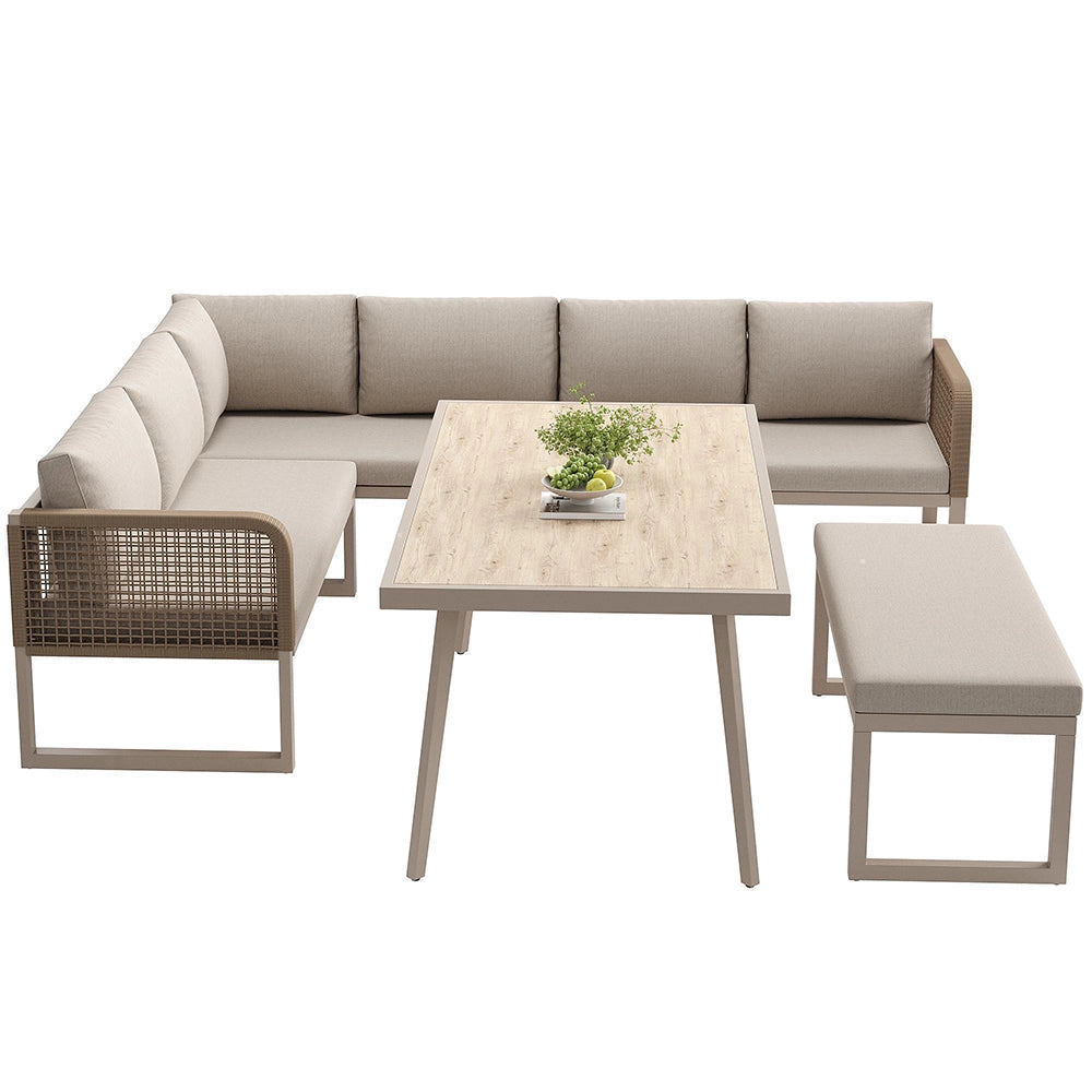 Set da giardino in rattan PE - Xylo - Per 6/8 persone resistente alle intemp¨¦rie beige