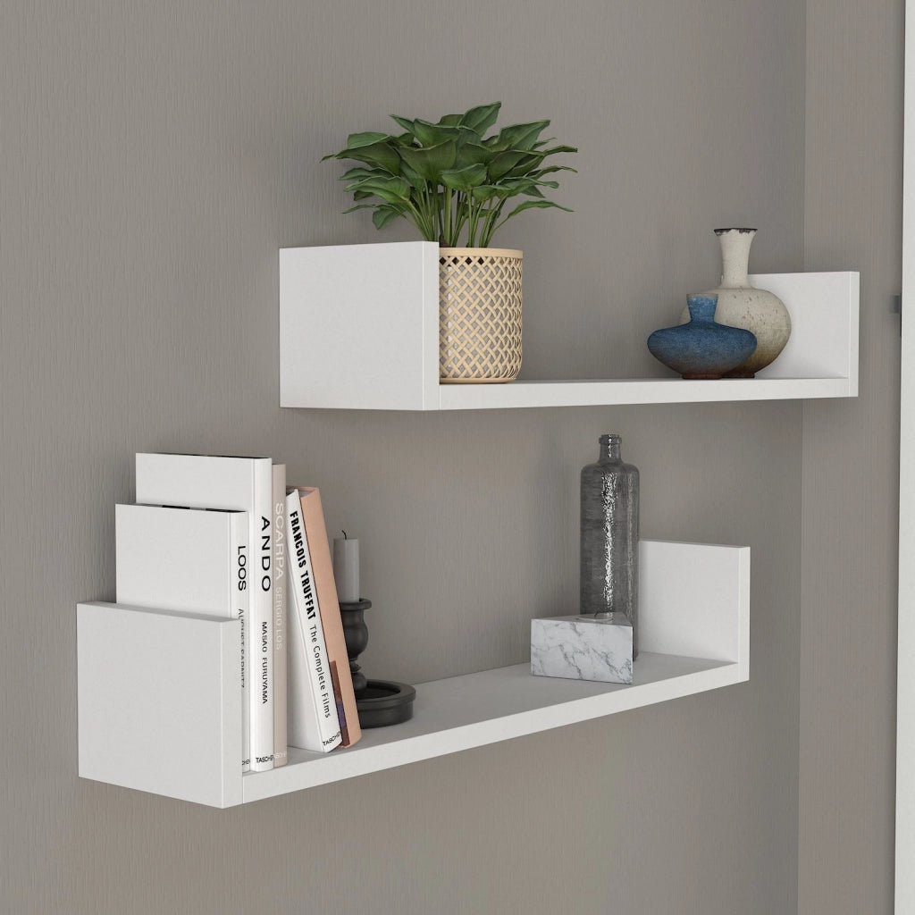 Mensola da parete in legno "Iris" - 63 x 14 x 14 cm - Bianco