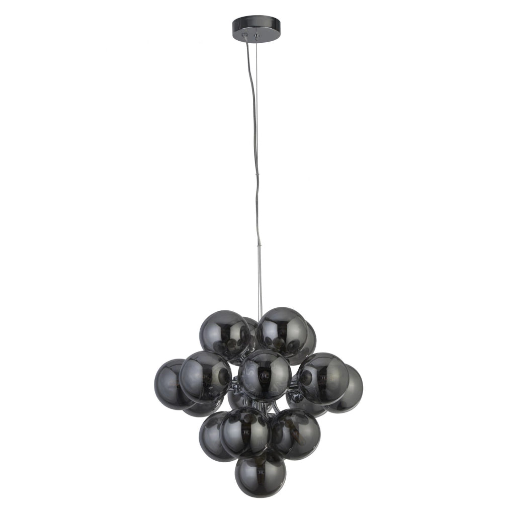 Berry 17Lt Pendant - Metallo cromato e vetro fumé