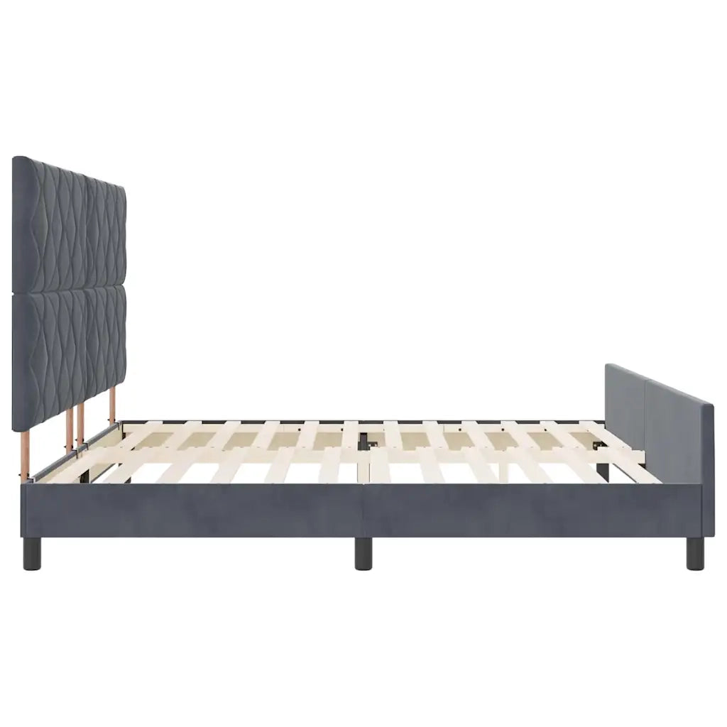 Letto a molle con testiera Grigio scuro 200 x 200 cm Velluto 3345030