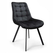 POLTRONA DI VELLUTO IMBOTTITA NERA GAMBE IN METALLO NERO 53X43X85 CM SET 4PZ