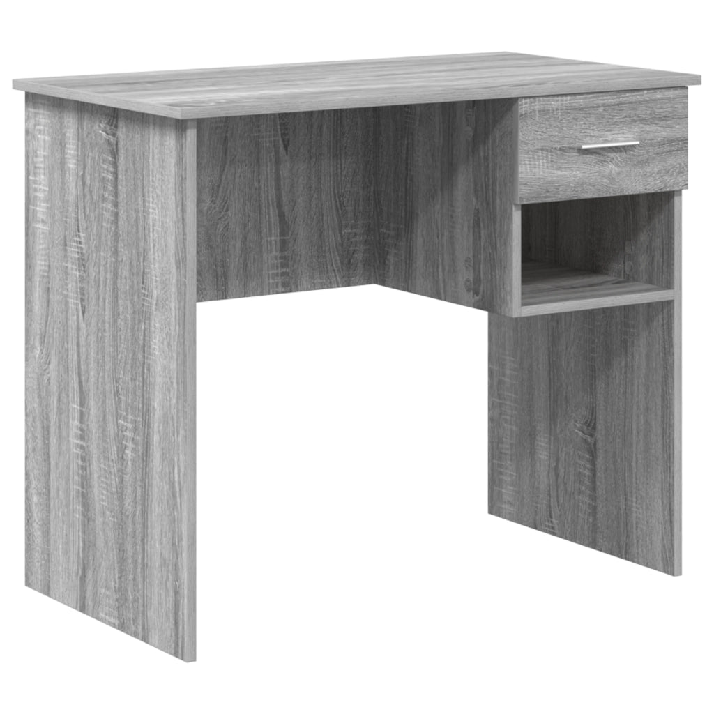 Scrivania con spazio di archiviazione Grigio Sonoma 90x49.5x75 cm Legno ingegnerizzato